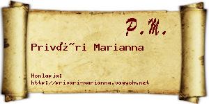 Privári Marianna névjegykártya